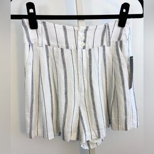 Central Park West White and Blue Striped Shorts XS